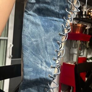 Fashion Nova Blue jeans Lace-Up Women over the knee boots